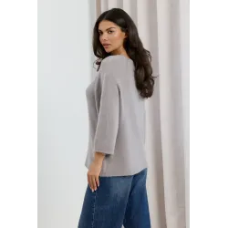 Miękki sweter oversize z rękawami 3/4