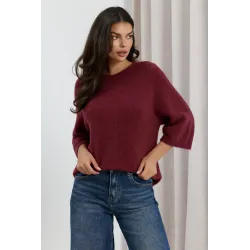 Miękki sweter oversize z rękawami 3/4