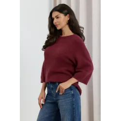 Miękki sweter oversize z rękawami 3/4