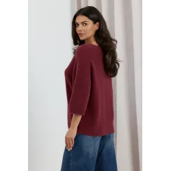 Miękki sweter oversize z rękawami 3/4