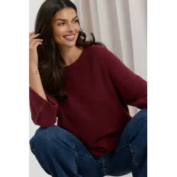 Miękki sweter oversize z rękawami 3/4