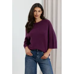 Miękki sweter oversize z rękawami 3/4