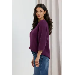 Miękki sweter oversize z rękawami 3/4