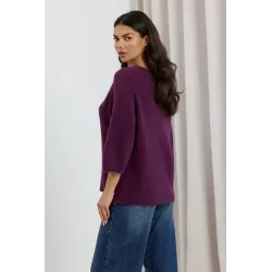 Miękki sweter oversize z rękawami 3/4