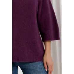 Miękki sweter oversize z rękawami 3/4