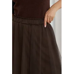 Tiulowa spódnica midi z gumką w pasie