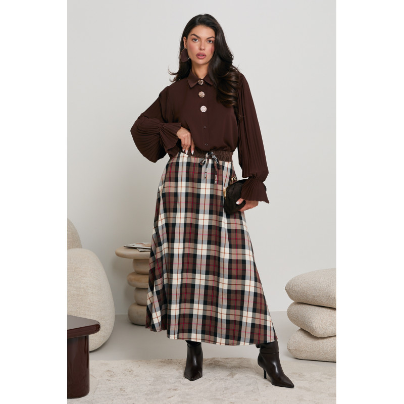 KOSZULA Z PLISOWANYMI RĘKAWAMI I ZŁOTYMI GUZIKAMI