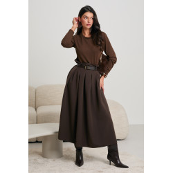 SUKIENKA ZE SWETROWĄ GÓRĄ I SPÓDNICĄ Z PASKIEM