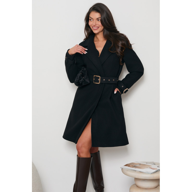 PŁASZCZ ZE ZŁOTYMI KLAMRAMI I PASKIEM