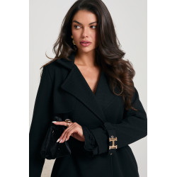 DWURZĘDOWY PŁASZCZ Z PASKIEM I OZDOBNYMI KLAMRAMI