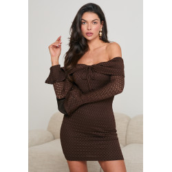 AŻUROWA SUKIENKA HISZPANKA Z ROZKLOSZOWANYMI RĘKAWAMI