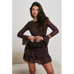 SUKIENKA Z AŻUROWYM WZOREM I FALBANKOWĄ SPÓDNICĄ