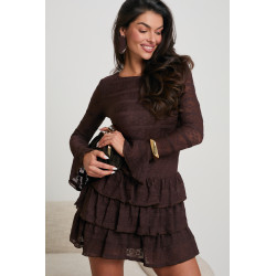 SUKIENKA Z AŻUROWYM WZOREM I FALBANKOWĄ SPÓDNICĄ