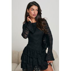 SUKIENKA Z AŻUROWYM WZOREM I FALBANKOWĄ SPÓDNICĄ