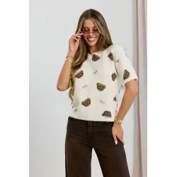 Sweter z krótkim rękawem w misie