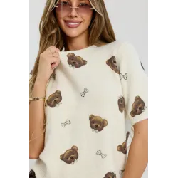 Sweter z krótkim rękawem w misie