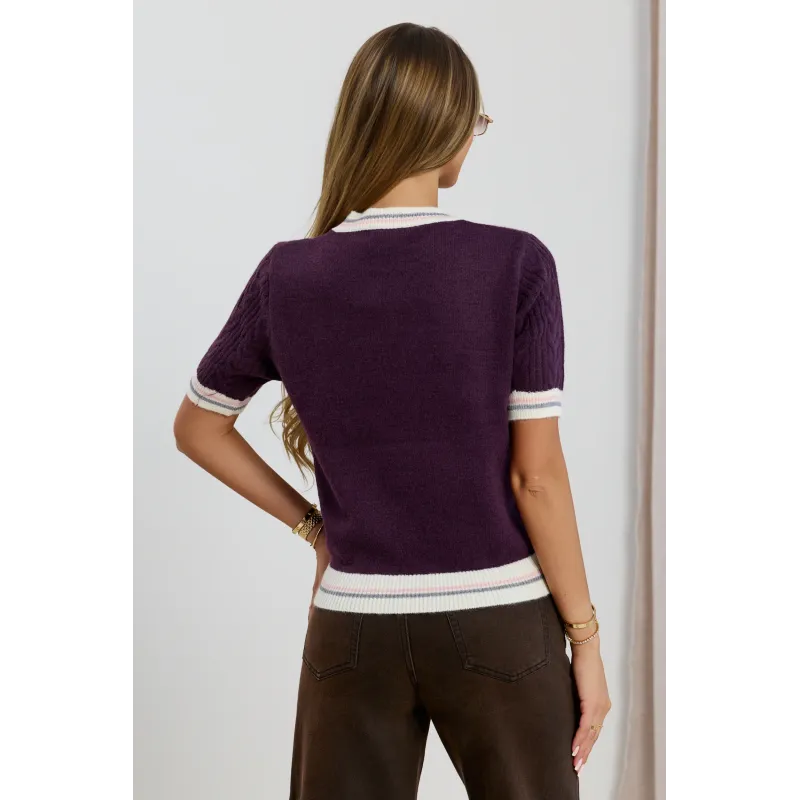Sweter w romby z warkoczowym splotem