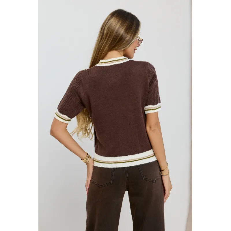 Sweter w romby z warkoczowym splotem