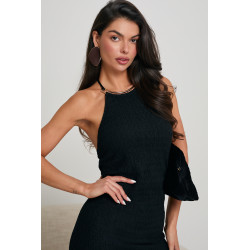 DOPASOWANA SUKIENKA HALTER Z BIŻUTERYJNYM DETALEM