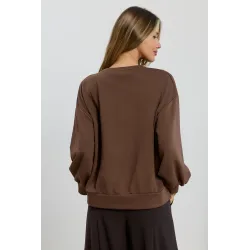Bluza oversize z szydełkową naszywką