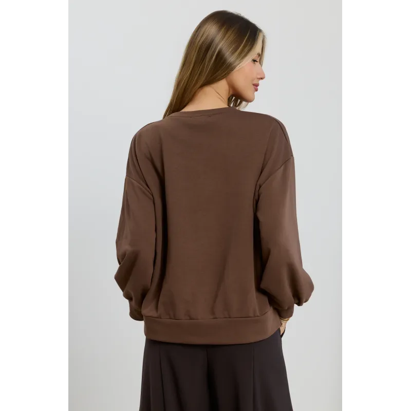 Bluza oversize z szydełkową naszywką
