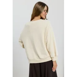 Bluza oversize z szydełkową naszywką