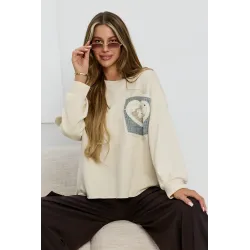 Bluza oversize z szydełkową naszywką