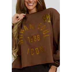 Bluza crop z surowym wykończeniem i haftem