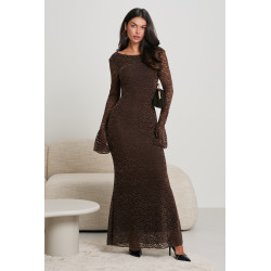 KORONKOWA SUKIENKA MAXI Z WYCIĘCIEM NA PLECACH