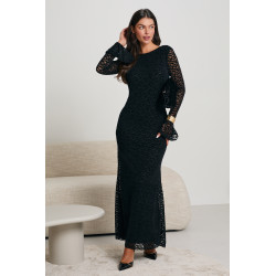 KORONKOWA SUKIENKA MAXI Z WYCIĘCIEM NA PLECACH