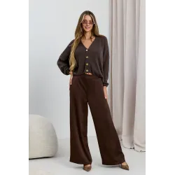 Satynowe spodnie wide leg z kieszeniami