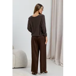 Satynowe spodnie wide leg z kieszeniami