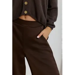 Satynowe spodnie wide leg z kieszeniami