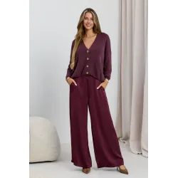 Satynowe spodnie wide leg z kieszeniami