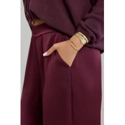 Satynowe spodnie wide leg z kieszeniami
