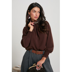 ELEGANCKA BLUZKA ZE STÓJKĄ OZDOBIONĄ PEREŁKAMI