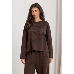 Bluza dresowa z haftem richelieu