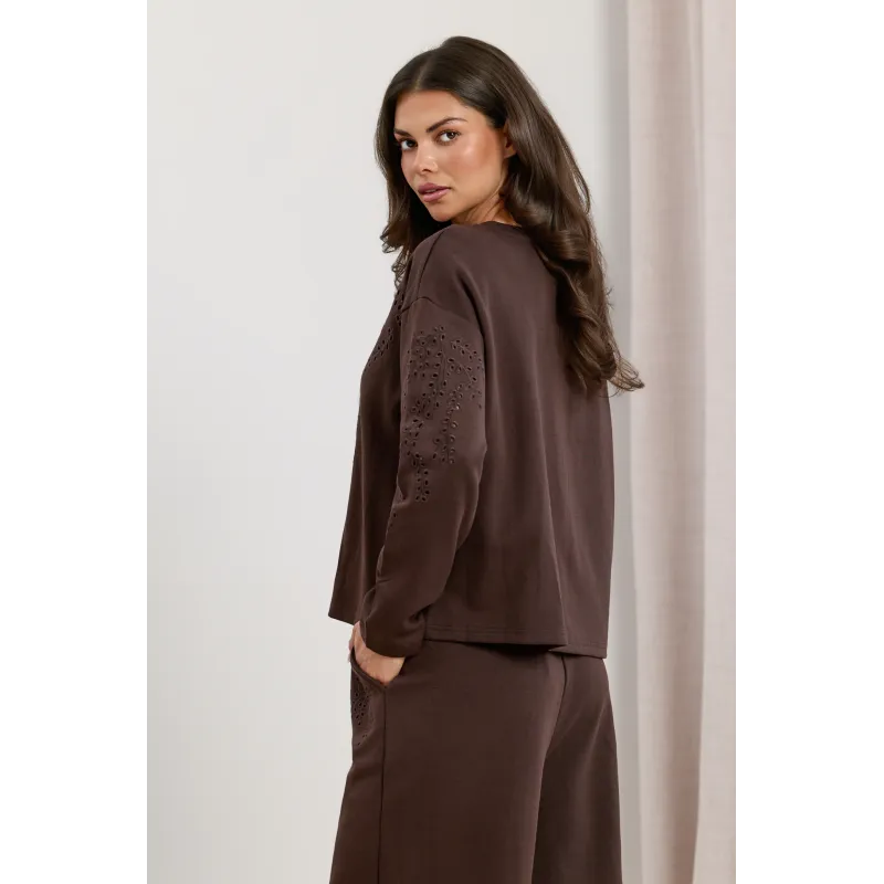 Bluza dresowa z haftem richelieu