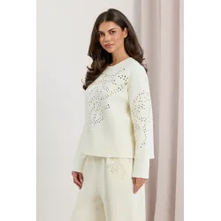 Bluza dresowa z haftem richelieu