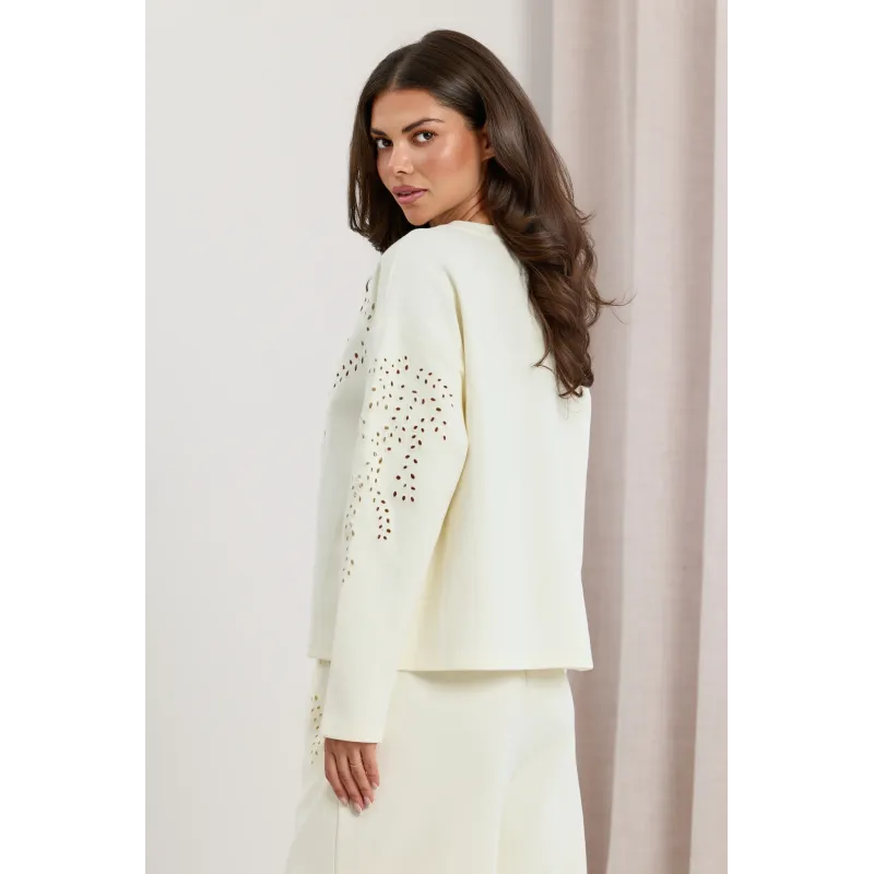 Bluza dresowa z haftem richelieu