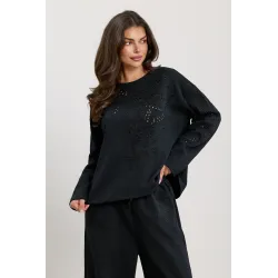 Bluza dresowa z haftem richelieu
