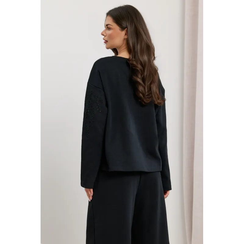 Bluza dresowa z haftem richelieu