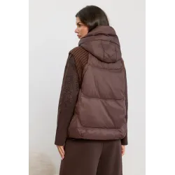Oversize'owa pikowana kamizelka z dzianinowymi wstawkami