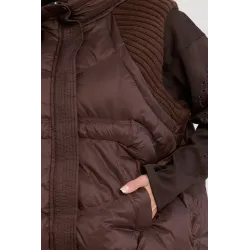 Oversize'owa pikowana kamizelka z dzianinowymi wstawkami
