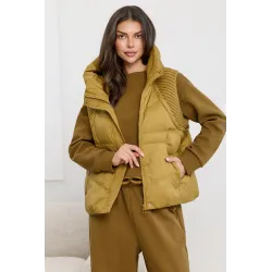 Oversize'owa pikowana kamizelka z dzianinowymi wstawkami