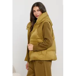 Oversize'owa pikowana kamizelka z dzianinowymi wstawkami