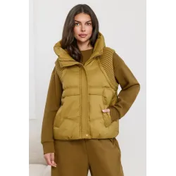 Oversize'owa pikowana kamizelka z dzianinowymi wstawkami