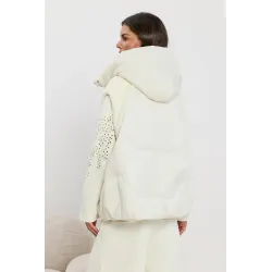 Oversize'owa pikowana kamizelka z dzianinowymi wstawkami