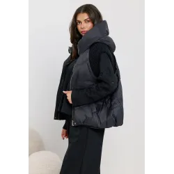 Oversize'owa pikowana kamizelka z dzianinowymi wstawkami