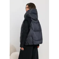 Oversize'owa pikowana kamizelka z dzianinowymi wstawkami